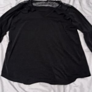 Adrianna Papell Blouse Top Women's Sz Small Black Polka Dots Sheer Business...